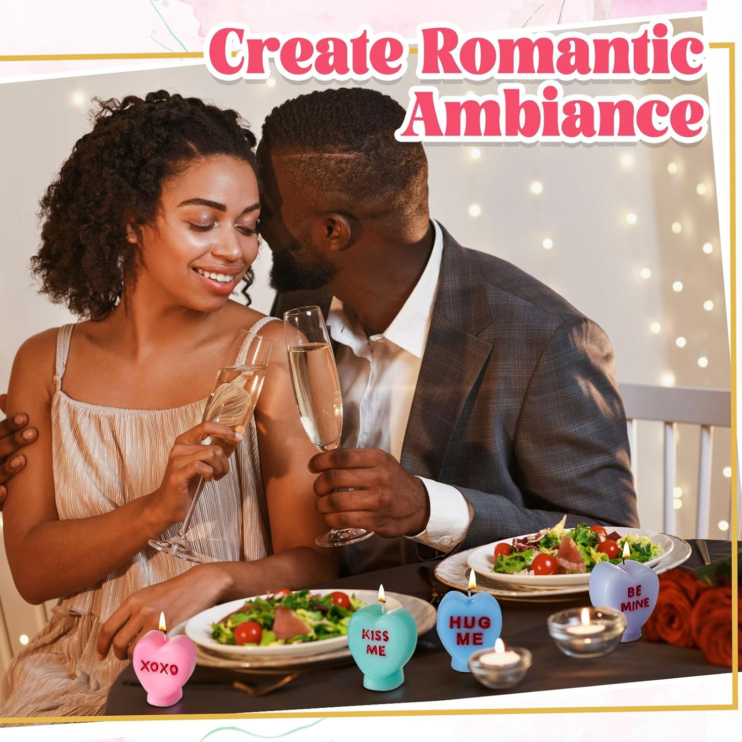 6 Pcs Valentine'S Day Heart Candles Conversation Heart Decor Galentines Gifts XO thumbnail 5