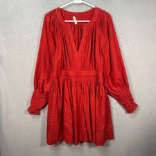 Ulla Johnson Womens Size 10 Red Metallic Stripe Long-Sleeve Mini Dress