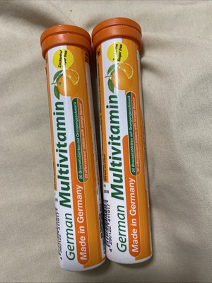 T&D German Multvitamin 10 Vitamins - 40 Vegan Drink Effervescent Tablets Orange