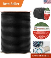 Versatile 2mm Black Waxed Cotton String - Perfect for Jewelry & Macrame Crafts