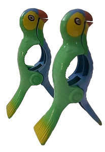 2 Parrot Birds Green Blue Beach Pool Cruise Towel Boca 5" Clips Clamps Pegs Pins