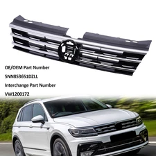 Fit 2018-2021 VW Volkswagen Tiguan Front Upper Bumper Chrome Grille VW1200172