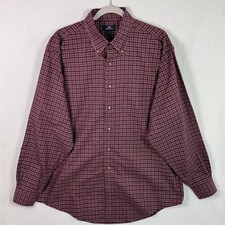 Brooks Brothers 346 Non-Iron Plaid Button-Down Shirt Men's Size L Burgundy
