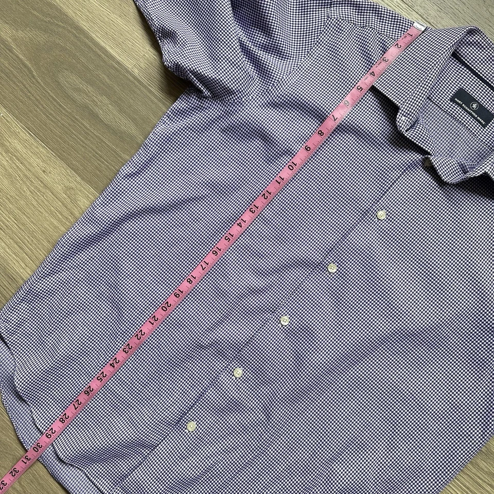 Camisa Hart Schaffner Marx Hombres Grande Pastel Pata de Gallo Manga Larga Oficina Informal Foto 4 de 4