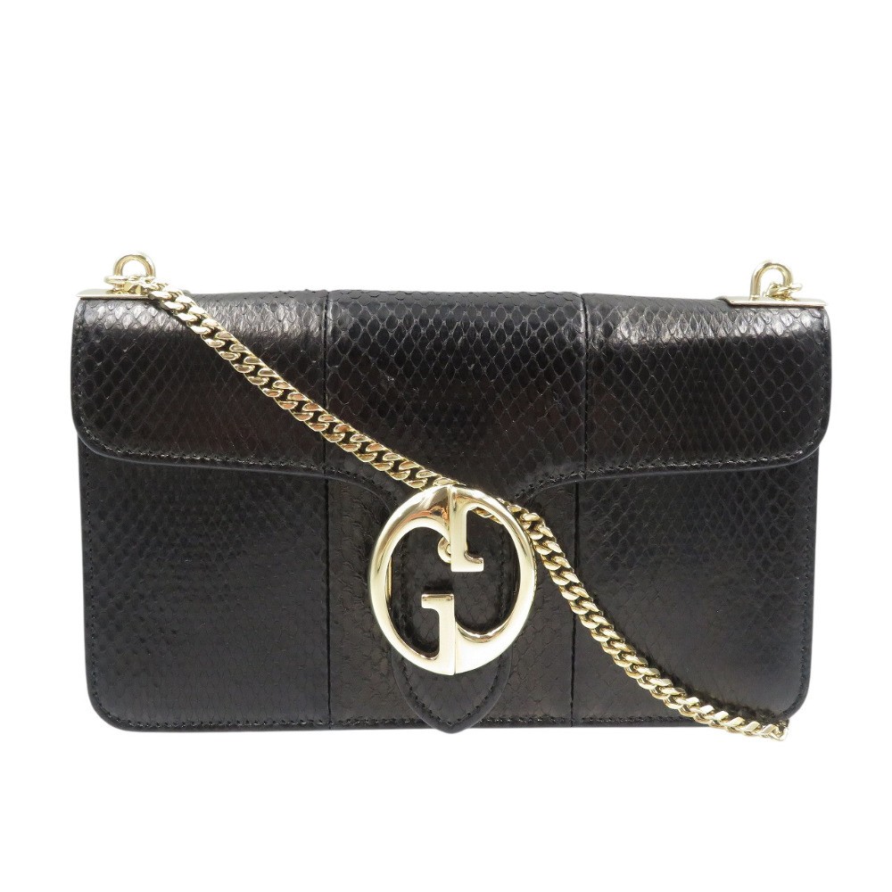 Gucci 283065 Python Black Chain Shoulder Bag Used - image 1