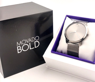 Movado Men's BOLD 43mm Classic Thin Grey SS, Dial & Mesh Bracelet~ New-in-Box