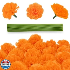 GOMALL 30 Pcs Artificial Marigold Flowers,3.54" Silk Marigold Flower Heads wi