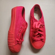 Pf Flyers Sneakers Womens 6 Pink Rigid Wedge Vulcanized Tennis Shoe Gum Bottom