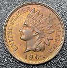 1904 Indian Head Cent 1c Uncirculated UNC Coin Mostly Red