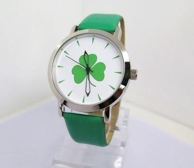 Shamrock Clover Leaf Watch Unisex Irish Wristwatch St. Patrick's Day Gift Green