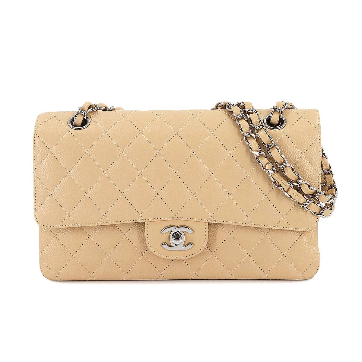 CHANEL Matelasse 25 Chain Shoulder Bag Leather Beige A01112 11.12 90308580