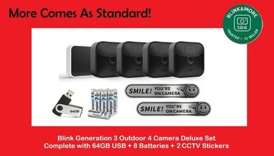 Blink Generation 3 Outdoor 4 Kamerasystem Deluxe Set mit 64GB USB + 2 CCTV