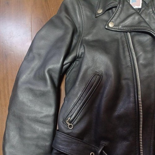 Schott Perfecto Lederjacke Schwarz Original Motorrad Style Größe 36 USA Made - Bild 3 von 10