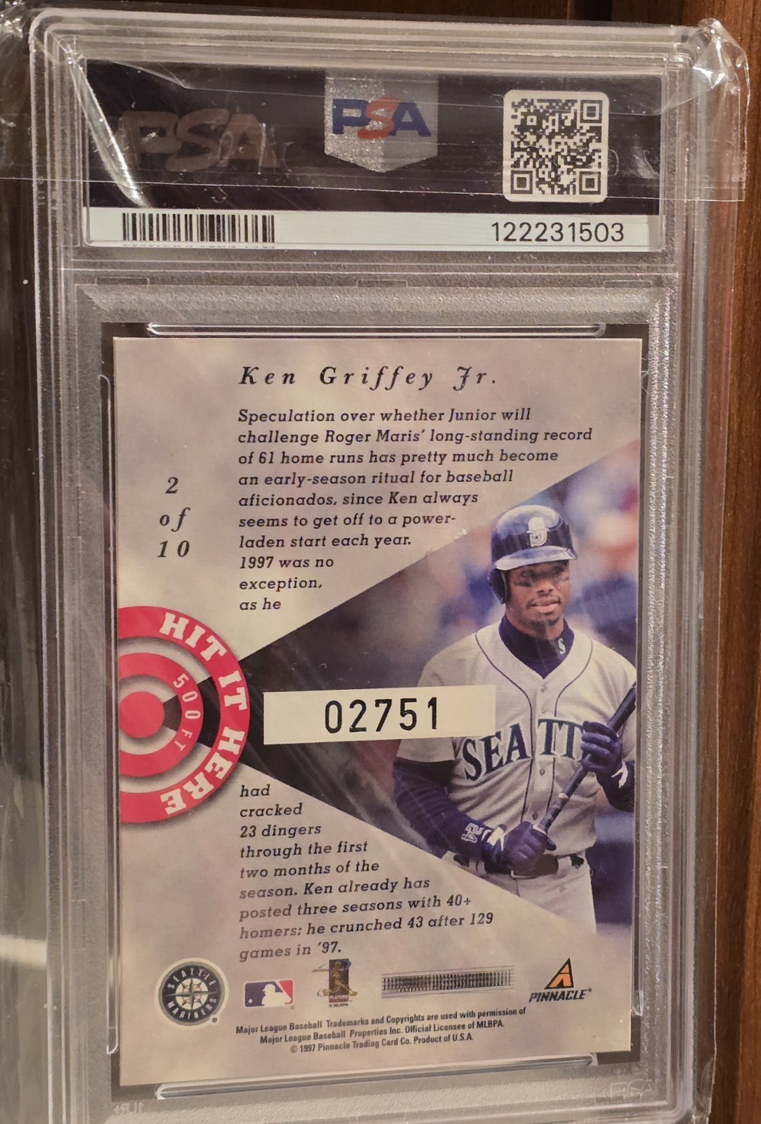 1998 ⚾ PSA-6 - Ken Griffey Jr #02751 - Hit It Here - #2 Pinnacle Limited MVP HOF view 2