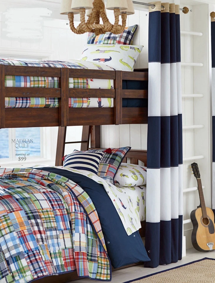 Pottery Barn Kids Full Size 4 Piece Sheet Set Preppy Breton Alligator Crab - Image 2 of 4