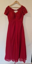 Mild April Special Occasion Prom Chiffon Dress in Wine Red Size UK 10