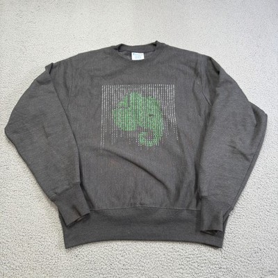 Champion Reverse Weave Sweatshirt Mens Medium Gray Evernote Binary Graphic