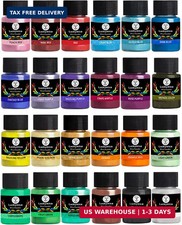Upgrade Luckymica Mica Powder, 24 Colors Pearlescent Pigment Powder for Epoxy Re