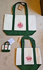 Trader Joe's green tote bag set - large, small, micro with reusable bag inside