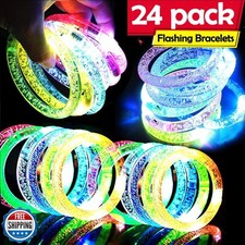 AMENON 24 Pack Glow In The Dark LED Bracelets Party Supplies for Kids/Adult,