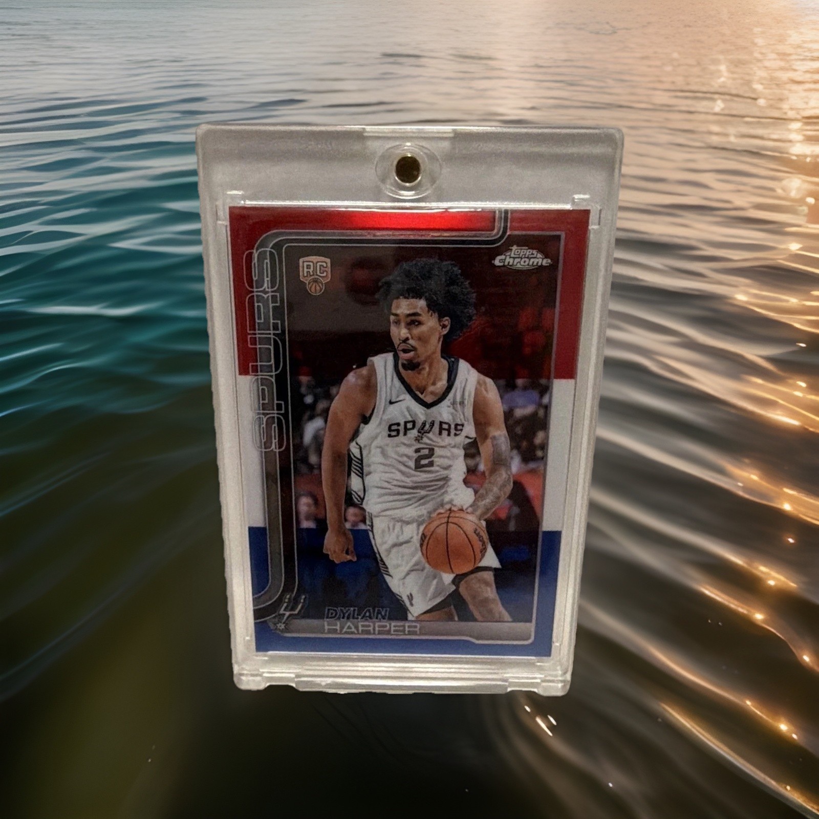 Topps Chrome red, white and blue Dylan Harper San Antonio Spurs NBA Rookie