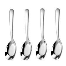 Thickened Stainless Steel Soup Spoons Asian Chinese Japanese Flat Soup Spoons...