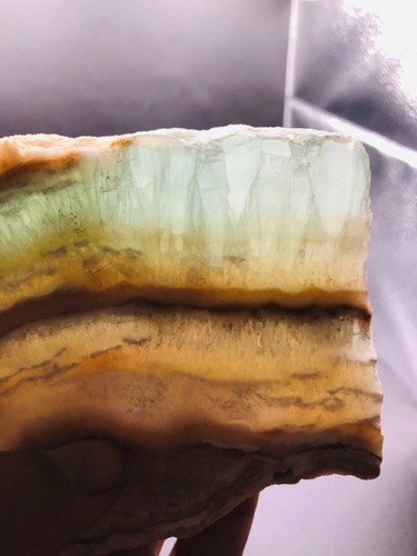 385g Lastra di Calcite Caraibica Blu Cristallo Guarigione Energia Pietra Meditazione Decorazione - Foto 18 di 22