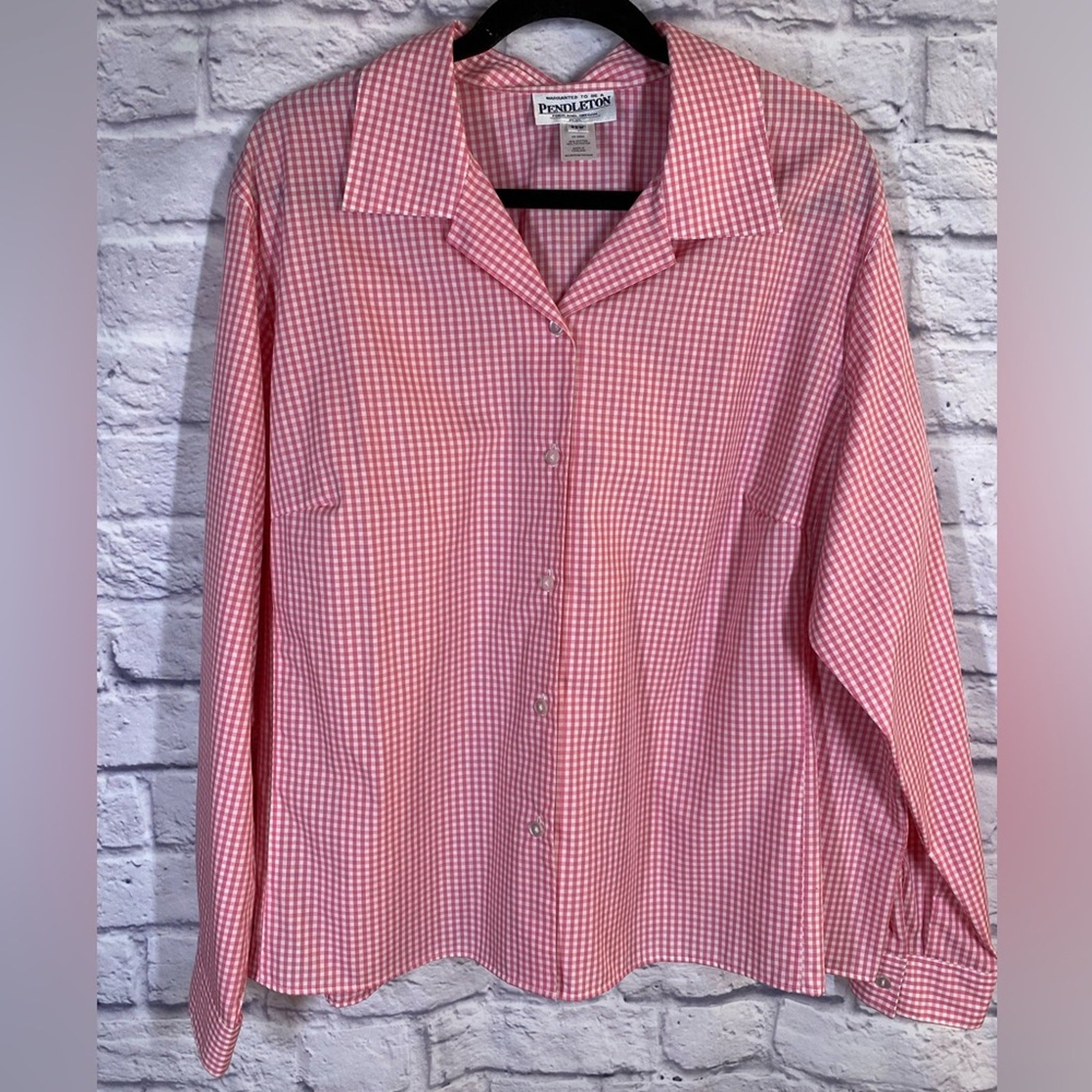 Pendleton Pink Gingham Button Down Shirt Blouse P… - image 1