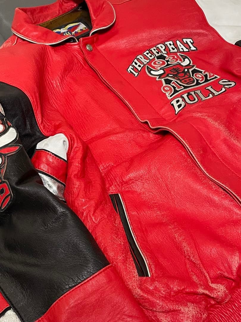 Jeff Hamilton Chicago Bulls 3rd Win Commemorative Leather Jacket XS USA Made image 7