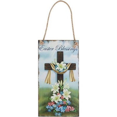 Easter Wooden Sign Plaque Door Wall Hanging Decorations (Easter Blessings)