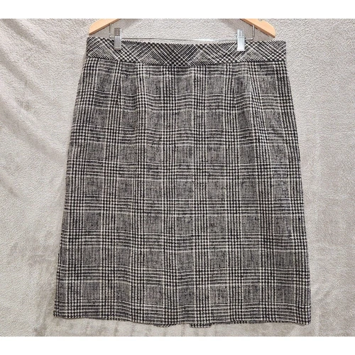 Talbots Black White Textured Ponte Houndstooth Pencil Skirt Size 18 Academia