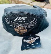 NWT Harley Davidson Men’s 115th Anniversary Leather Ivy League Cap/Hat/Size XL
