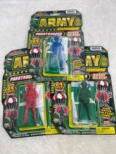 ARMY COMMAND PARATROOPER TOY w/ 24" parachute Jaru skydiving figure #95425