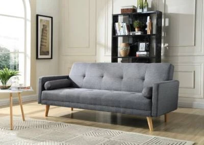 Linen Fabric 3 Seater Sofa Bed Mattress Futon Couch Sofas