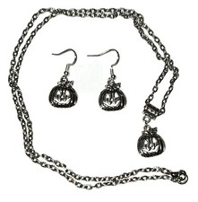 JACK O LANTERN Halloween Necklace Wire Earrings Jewelry Set OF 3 SALE