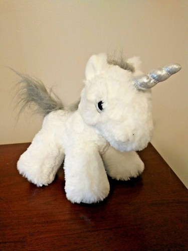 Cody Bear Puffins White & Silver Sparkle Plush Unicorn Very Unique 8" - Picture 3 of 12