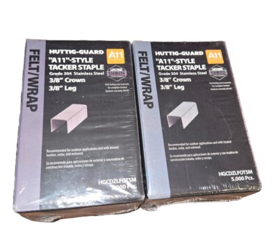 10,000 Huttig-Gaurd A11 Tacker Staples 3/8'' Crown 3/8'' Leg Stainless Fits T50
