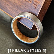 6mm Silver Whiskey Barrel Ring Mens Wedding Band Wooden Ring Tungsten Wood Ring