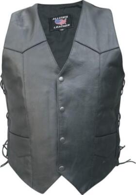 AL2202 Allstate Leather Men s Side Laced Buffalo Vest Biker Motorcycle