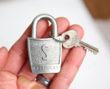 Vintage Slaymaker Padlock w/key old metal lock sears took box trunk safe antique