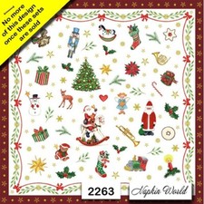 (2263) DUE tovaglioli di carta PRANZO decoupage arte artigianato OGGETTI OGGETTI COSE DI NATALE