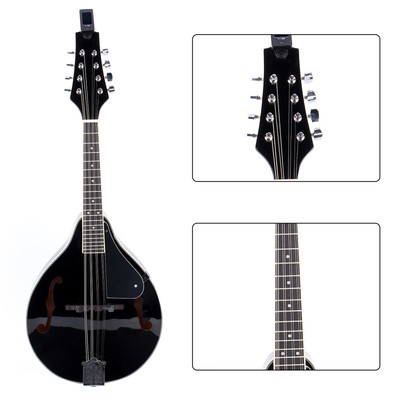 (Black)Mandolin 8‑String Instrument Black With Bag/Strings/Wipe/Tuner ...