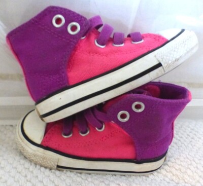 Converse All Star Pink Purple Laced Hook Loop Sneakers Shoes