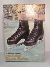 Vintage American Rocket Figure Skates Style 517 Boys Black Insulated Brand New