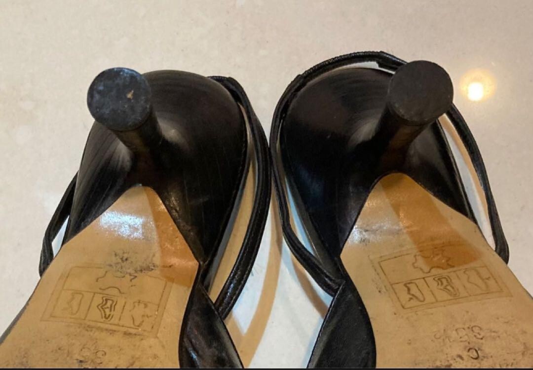 CHANEL Pointed Toe Heel Sandals Mules Pumps Shoes Women Size EU 35