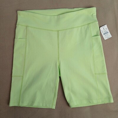 J Crew Women's High Waist Compression Bike Shorts Size L Key Lime Green NWT