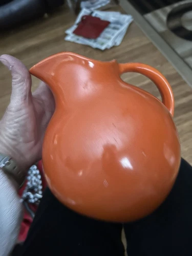 Fiesta Harlequin Ice Lip Ball Pitcher, Red/Orange, Vintage!  Radioactive Red