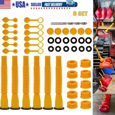 6x Gas Can Spout Kit Nozzle Vent Replacement For Plastic Gas Cans Old Style Cap