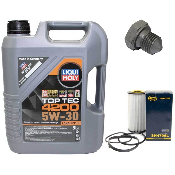 MotoröL Set 5W-30 5 Liter + ÖLfilter + ÖLablassschraube FüR Audi A3 Cabriolet-image