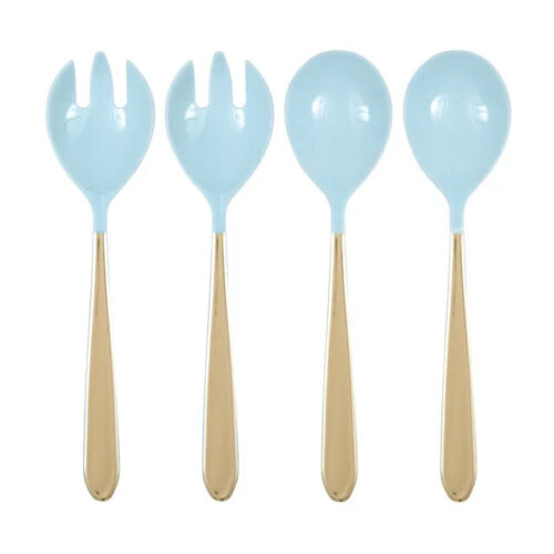 Pioneer Woman Party Supplies Cutlery Set Serving Utensil Plastic Light Blue Gold - Picture 1 of 14